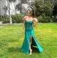 Mermaid Sweetheart Satin Prom Dresses With Appliques