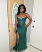 Mermaid V-neck Glitter Corset Prom Dresses With Beading