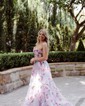 Ball Gown Strapless Tulle Floral Prom Dresses