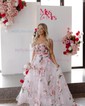 Ball Gown Strapless Tulle Floral Prom Dresses