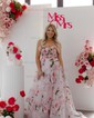 Ball Gown Strapless Tulle Floral Prom Dresses