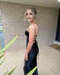 Sheath/Column Cowl Neck Satin Corset Prom Dresses With Beading