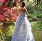 Ball Gown Strapless Tulle Ruffle Tiered Prom Dresses With Beading
