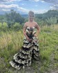 Ball Gown Off-the-shoulder Tulle Tiered Prom Dresses With Appliques
