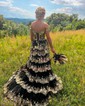 Ball Gown Off-the-shoulder Tulle Tiered Prom Dresses With Appliques
