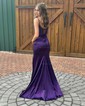 Mermaid V-neck Satin Corset Prom Dresses With Appliques