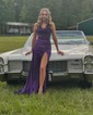 Mermaid V-neck Satin Corset Prom Dresses With Appliques