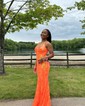 Mermaid V-neck Backless Sparkly Sequin Prom Dresses