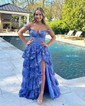 Ball Gown Sweetheart Tulle Tiered Prom Dresses With Appliques
