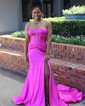 Sheath/Column Strapless Satin Cut Out Prom Dresses With Ruched