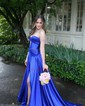 Sheath/Column Strapless Satin Cut Out Prom Dresses With Ruched