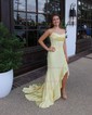 Sheath/Column Strapless Satin Beaded Prom Dresses With Ruffle