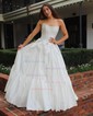 Ball Gown Strapless Satin Corset Prom Dresses With Bow