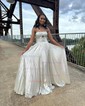 A-line Halter Metallic Backless Prom Dresses With Ruched