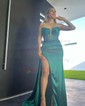 Sheath/Column Strapless Satin Corset Prom Dresses With Ruched