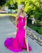 Mermaid Strapless Satin Cut Out Prom Dresses With Ruched
