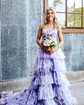 Ball Gown Halter Tulle Floral Ruffle Tiered Prom Dresses