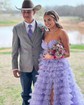 Ball Gown Strapless Tulle Floral Ruffle Tiered Prom Dresses