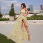 Ball Gown Halter Tulle Floral Prom Dresses With Ruffle