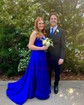 Sheath/Column Strapless Satin Cut Out Prom Dresses With Ruched
