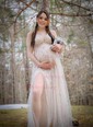 A-line V-neck Lace Sparkly Prom Dresses With Star
