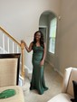 Mermaid Square Neck Jersey Beaded Prom Dresses With Appliques