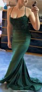 Mermaid Square Neck Jersey Beaded Prom Dresses With Appliques