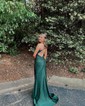 Mermaid Square Neck Jersey Beaded Prom Dresses With Appliques