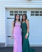 Mermaid Square Neck Jersey Beaded Prom Dresses With Appliques