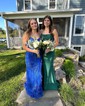 Mermaid Square Neck Jersey Beaded Prom Dresses With Appliques