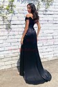 Sheath/Column Off-the-shoulder Satin Prom Dresses With Beading