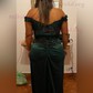 Sheath/Column Off-the-shoulder Satin Prom Dresses With Beading