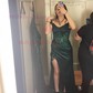 Sheath/Column Off-the-shoulder Satin Prom Dresses With Beading