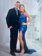 Black Mermaid V-neck Satin Prom Dresses With Ruched