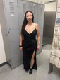 Black Mermaid V-neck Satin Prom Dresses With Ruched