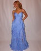 Ball Gown Strapless Chiffon Tiered Prom Dresses