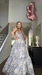 Ball Gown Sweetheart Chiffon Floral Prom Dresses With Ruched
