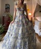 Ball Gown Sweetheart Chiffon Floral Prom Dresses With Ruched
