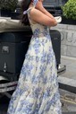 Ball Gown Sweetheart Chiffon Floral Prom Dresses With Ruched