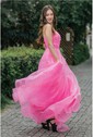 Princess Strapless Tulle Ruffle Prom Dresses