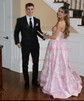 Ball Gown Strapless Satin Floral Prom Dresses With Ruched