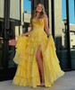 Ball Gown Strapless Satin Chiffon Ruffle Tiered Prom Dresses