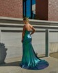 Sheath/Column Strapless Metallic Prom Dresses With Ruched