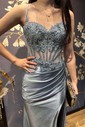 Sheath/Column Sweetheart Satin Corset Prom Dresses With Appliques