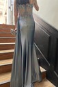 Sheath/Column Sweetheart Satin Corset Prom Dresses With Appliques