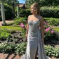 Sheath/Column Sweetheart Satin Corset Prom Dresses With Appliques