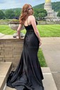 Sheath/Column Sweetheart Satin Corset Prom Dresses With Appliques