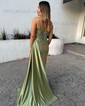 Sheath/Column Sweetheart Satin Corset Prom Dresses With Appliques