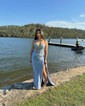 Sheath/Column Sweetheart Satin Corset Prom Dresses With Appliques