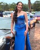 Sheath/Column Sweetheart Satin Corset Prom Dresses With Appliques